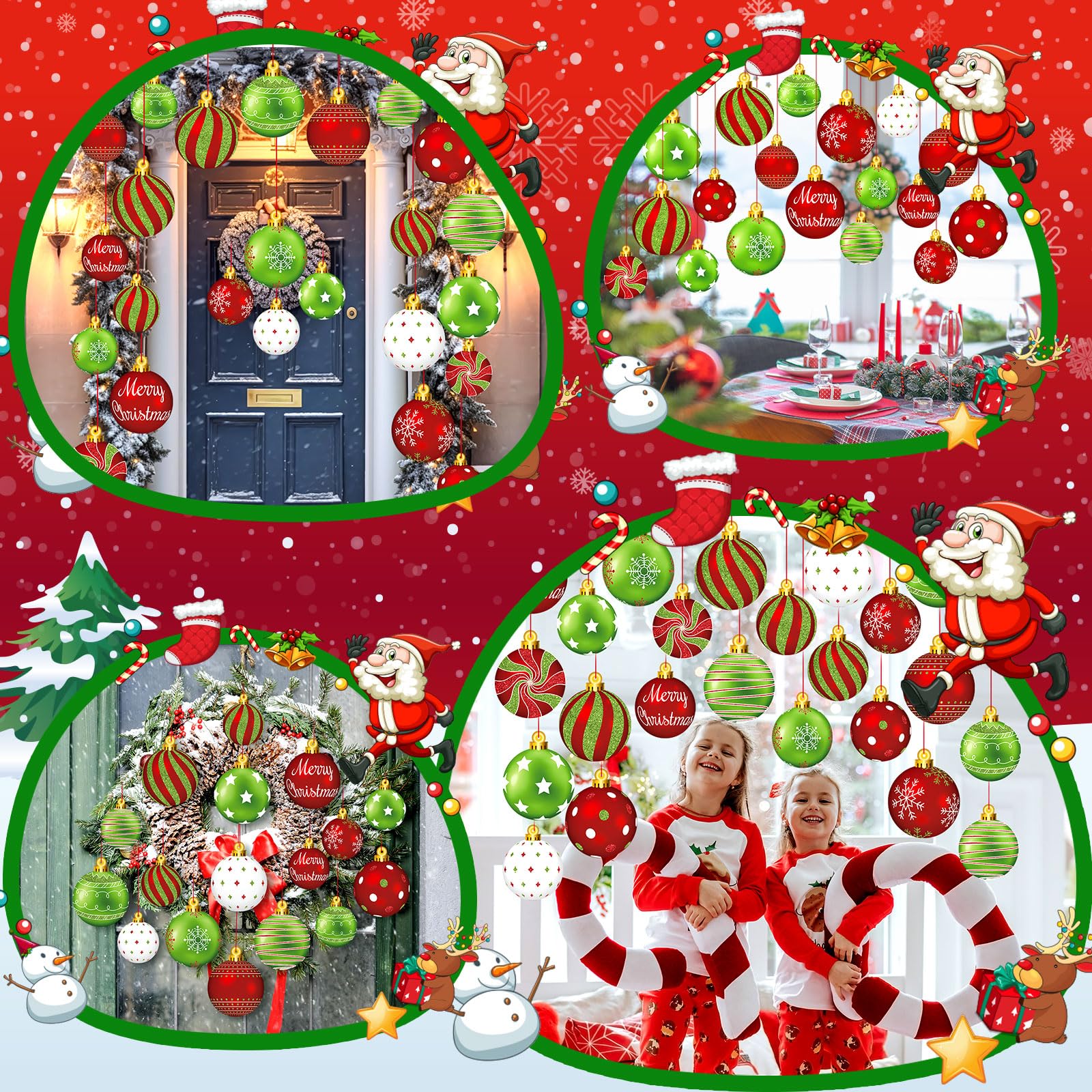 Huwena 24 Pcs Christmas Decorations Outdoor Christmas Hanging